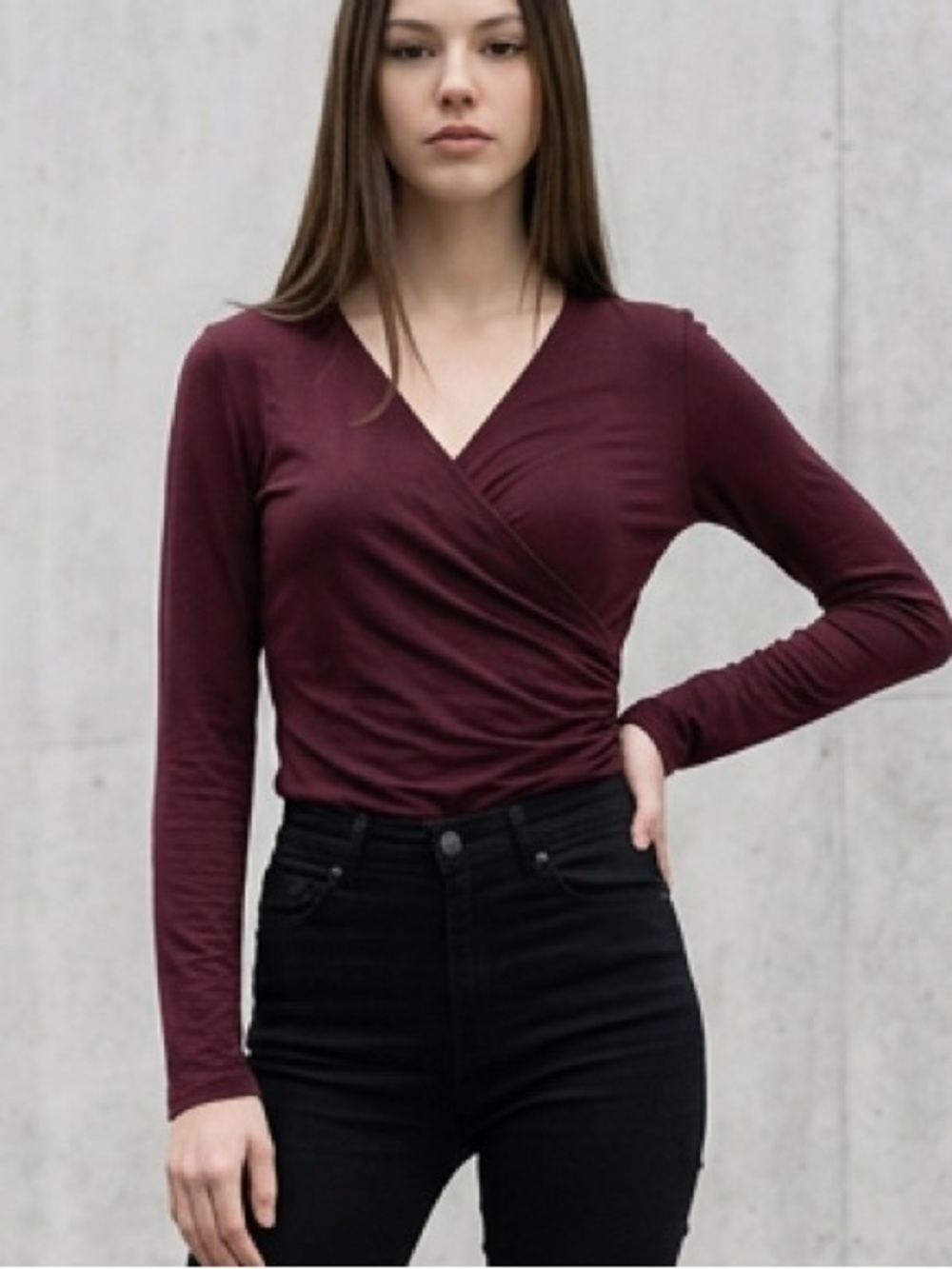 Lauren Ralph Lauren Burgundy Stretch  Top - Size S